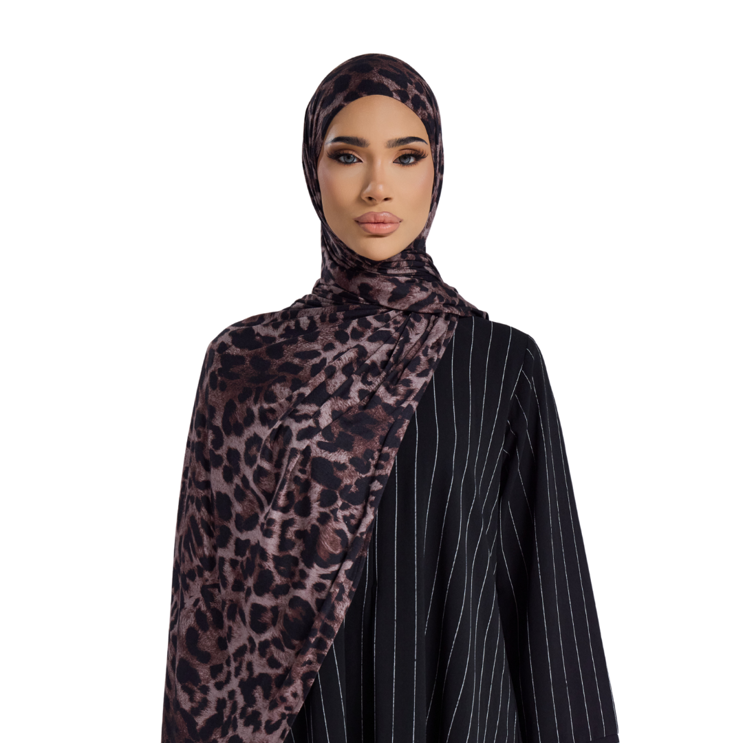 Noir Leopard Jersey Hijab