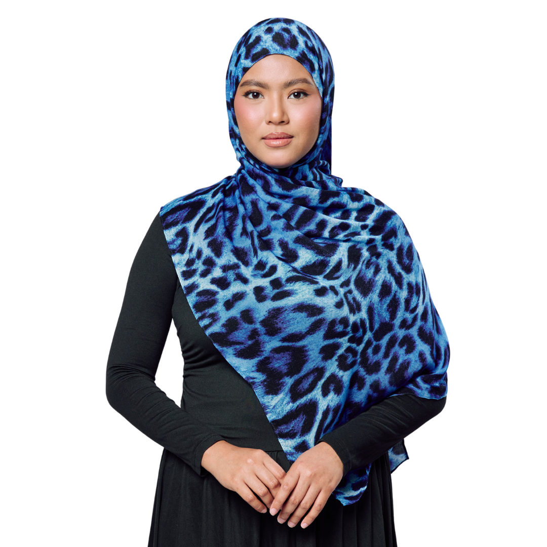 Blue Leopard Modal Hijab