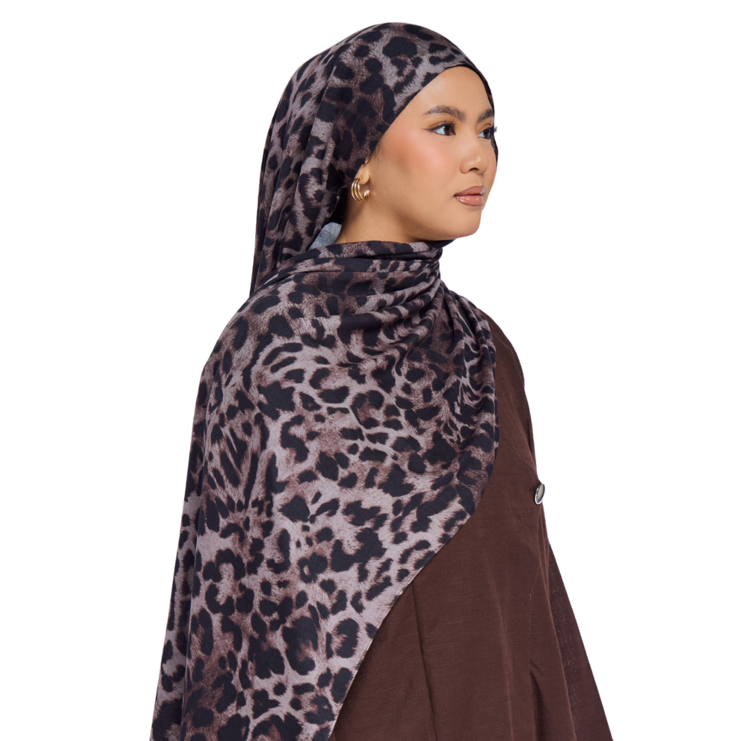Noir Leopard Modal Hijab