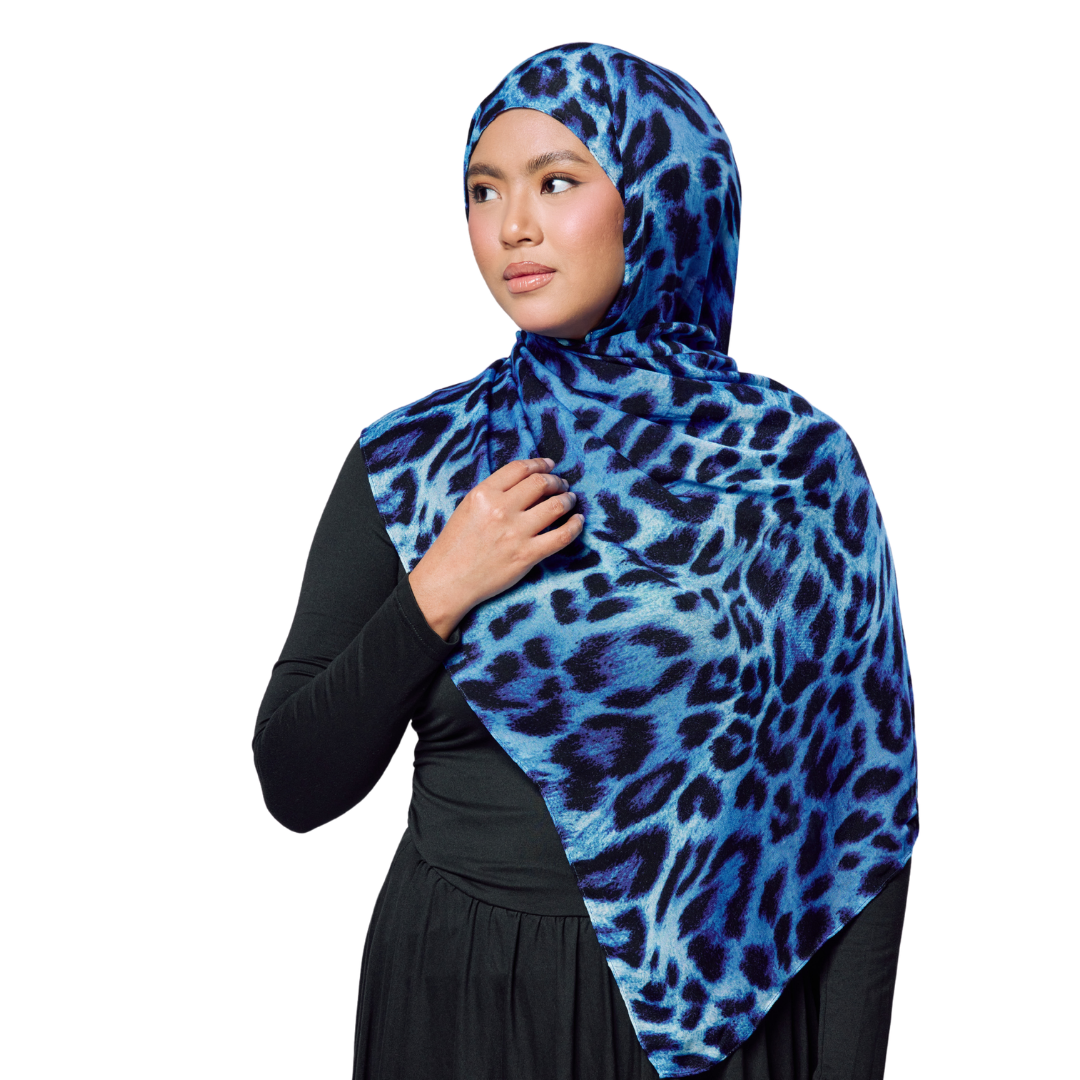 Blue Leopard Modal Hijab