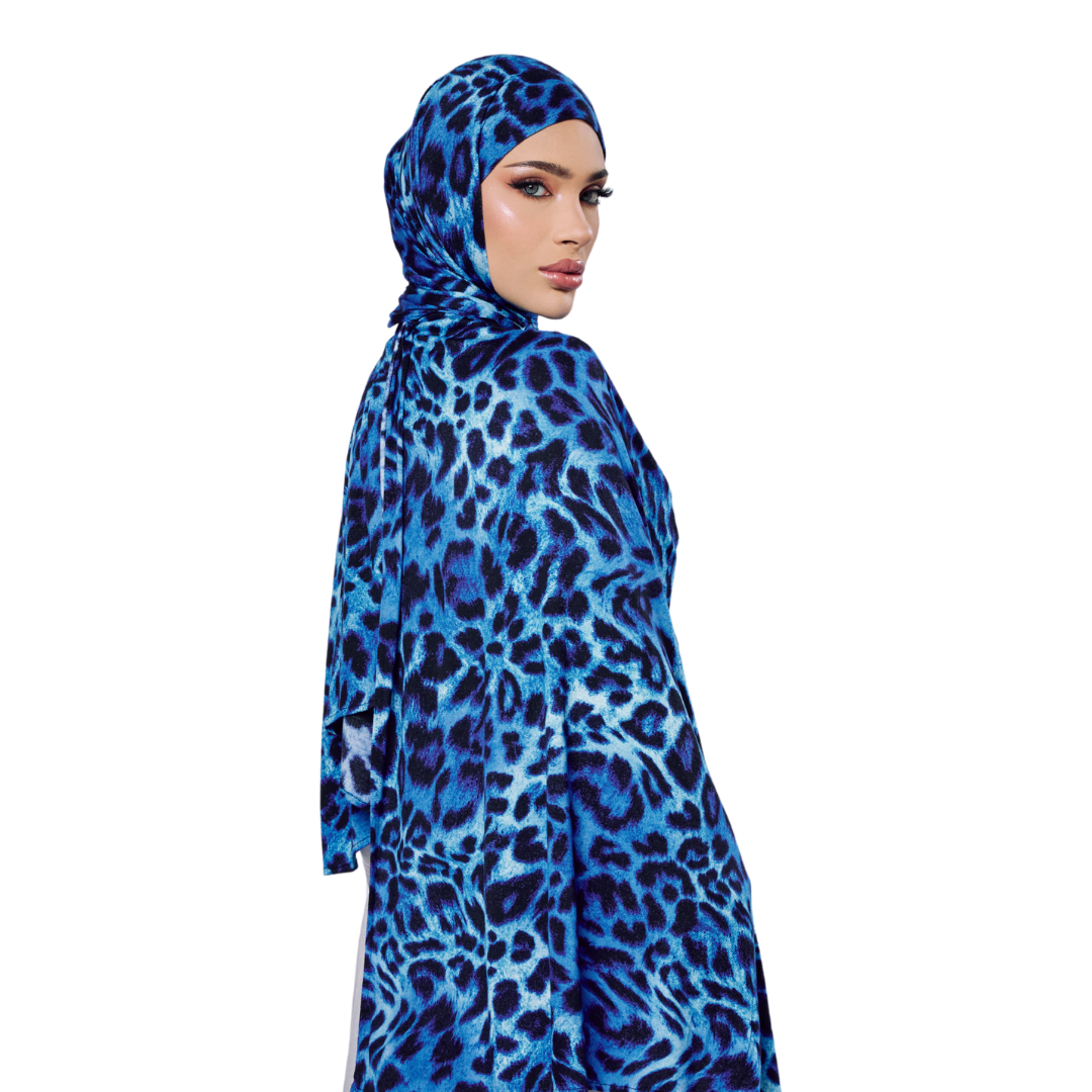 Blue Leopard Jersey Hijab