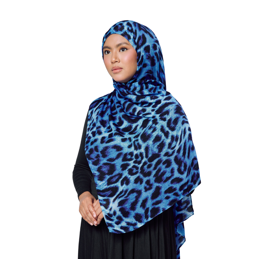 Blue Leopard Modal Hijab