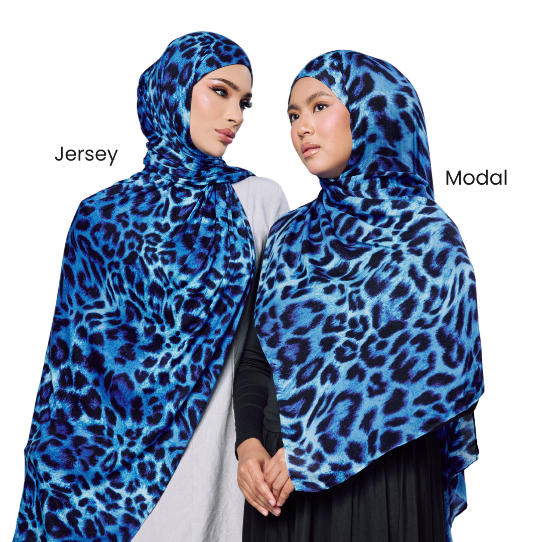 Blue Leopard Jersey Hijab