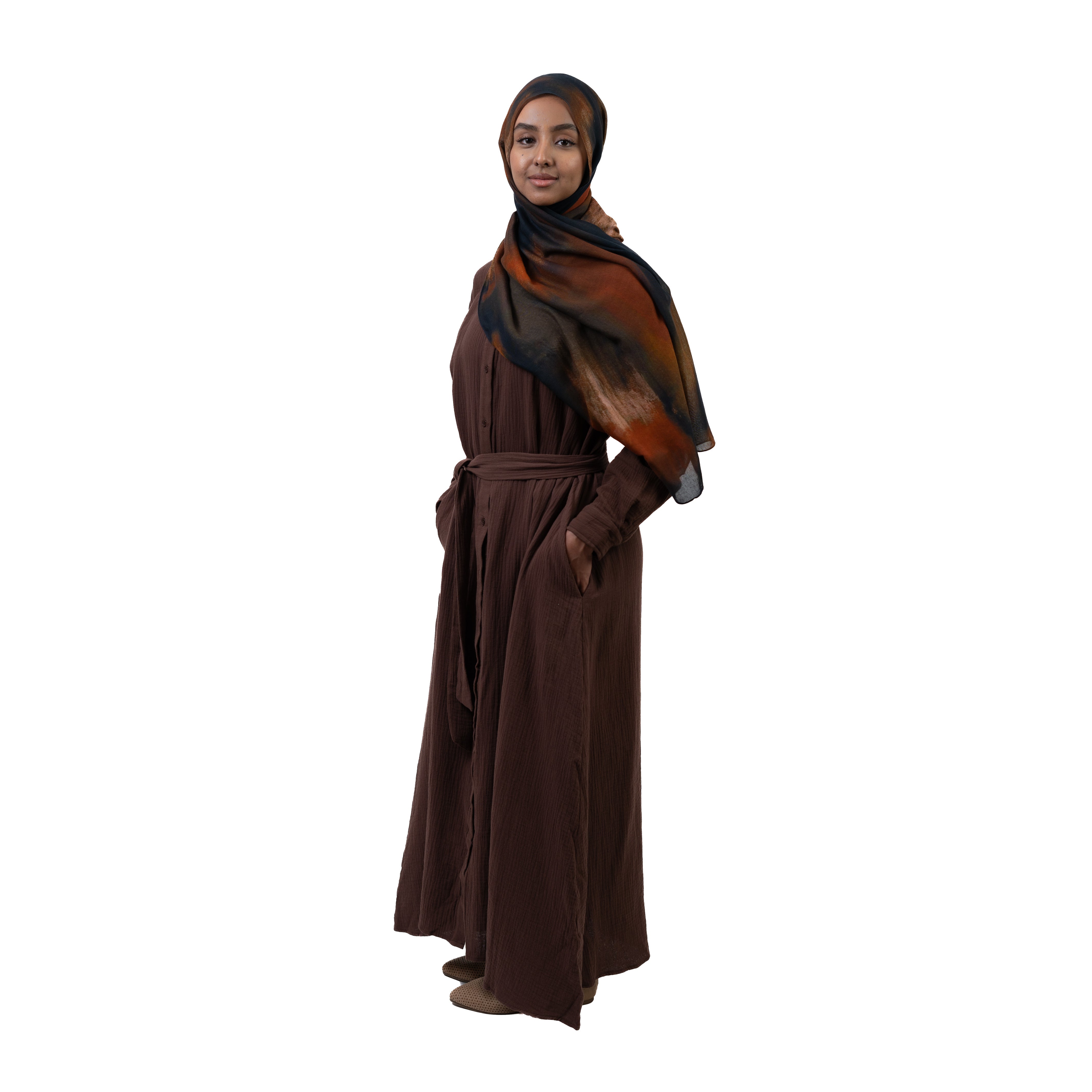 Cotton Maxi Dress - Dark Brown