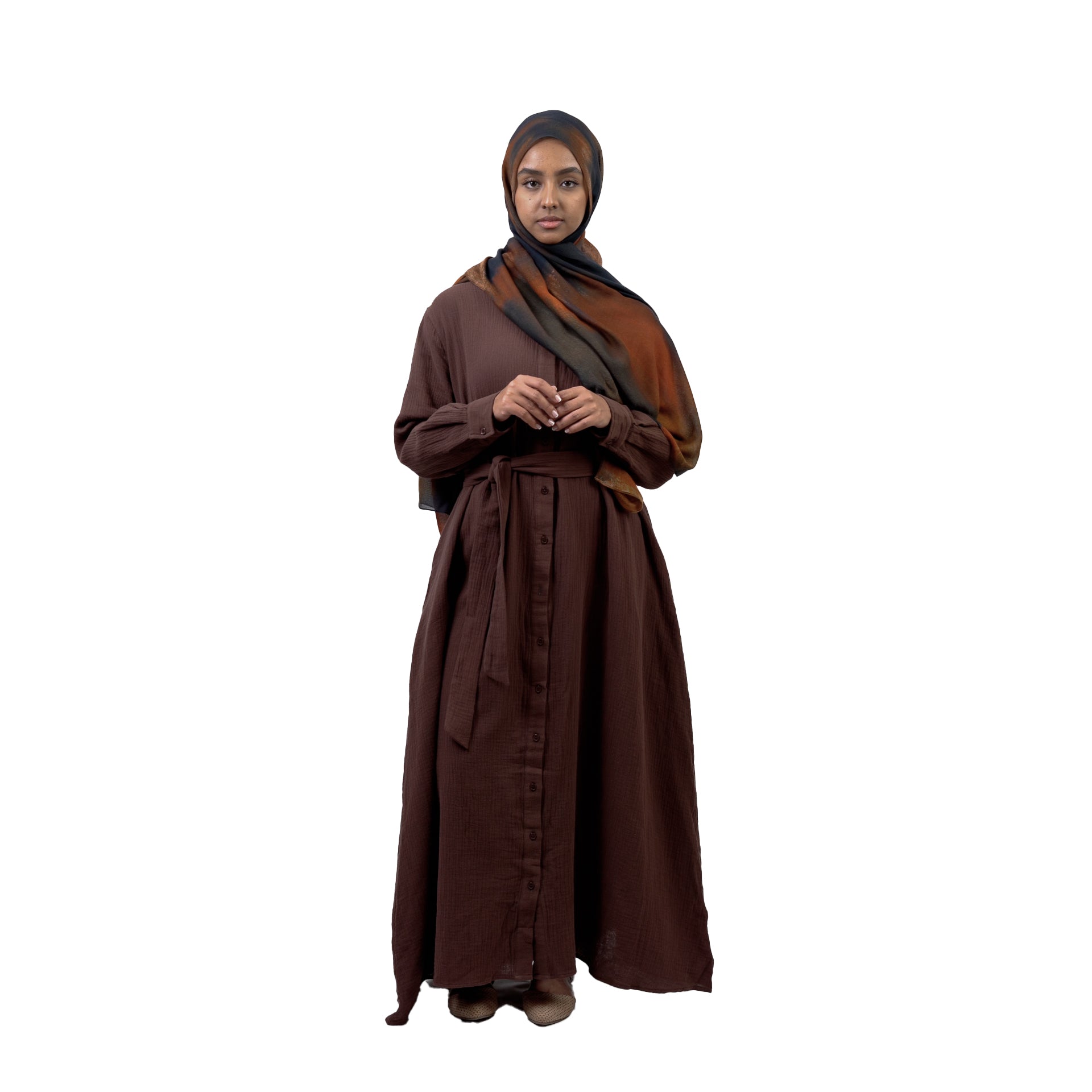 Cotton Maxi Dress - Dark Brown Cotton Maxi Dress - Dark Brown