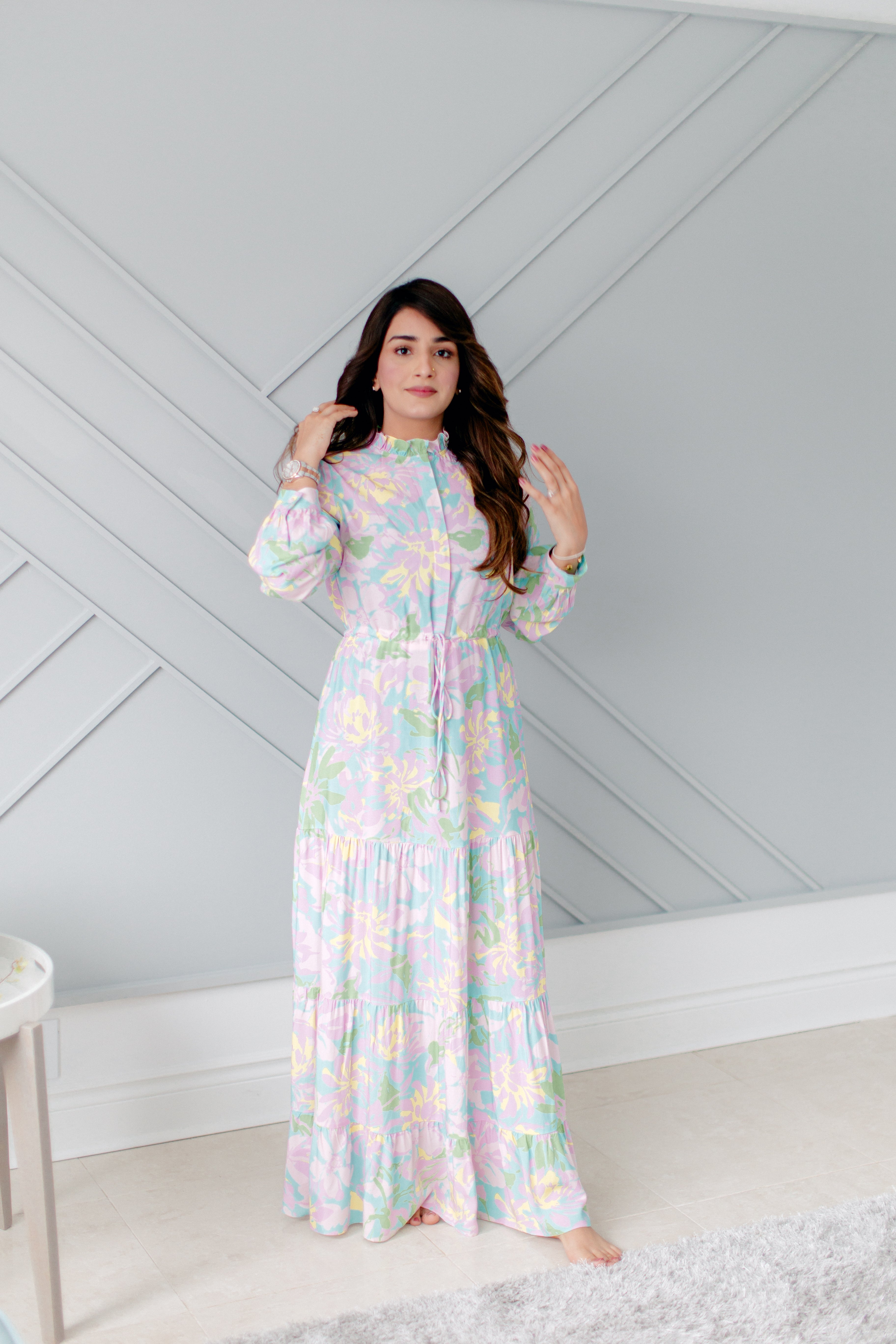 Maxi Dress - Pastel Floral Design