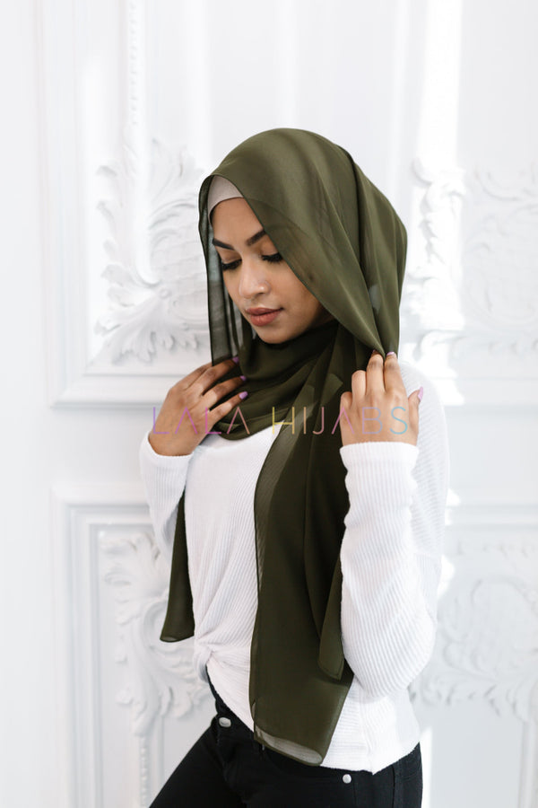 Dark Green Chiffon Hijab