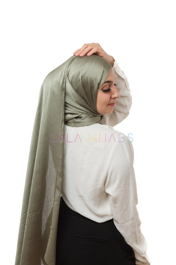 Enchanted Satin Sage Hijab Crinkle Hijabs