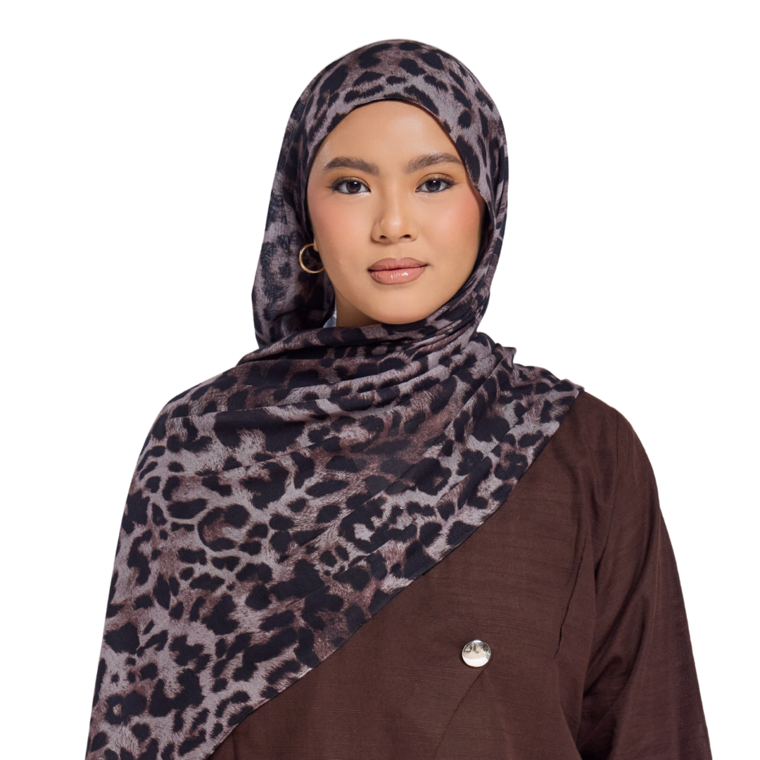 Noir Leopard Modal Hijab