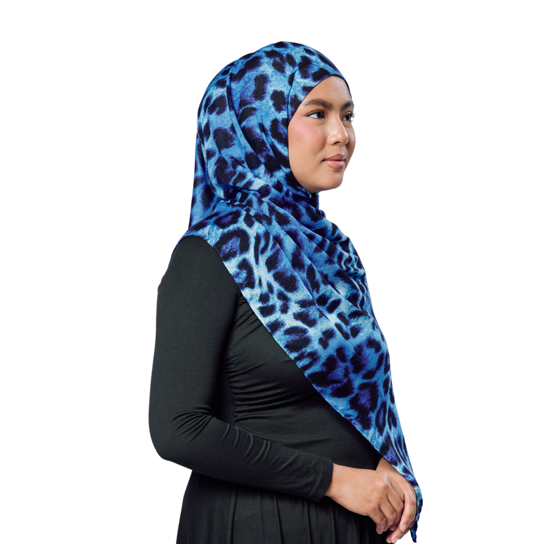Blue Leopard Modal Hijab
