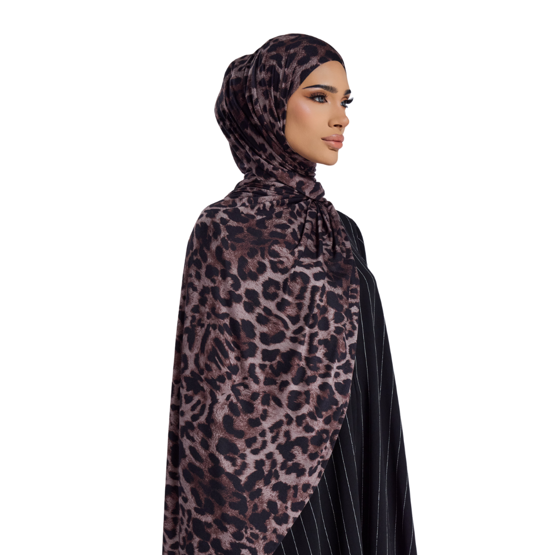 Noir Leopard Jersey Hijab