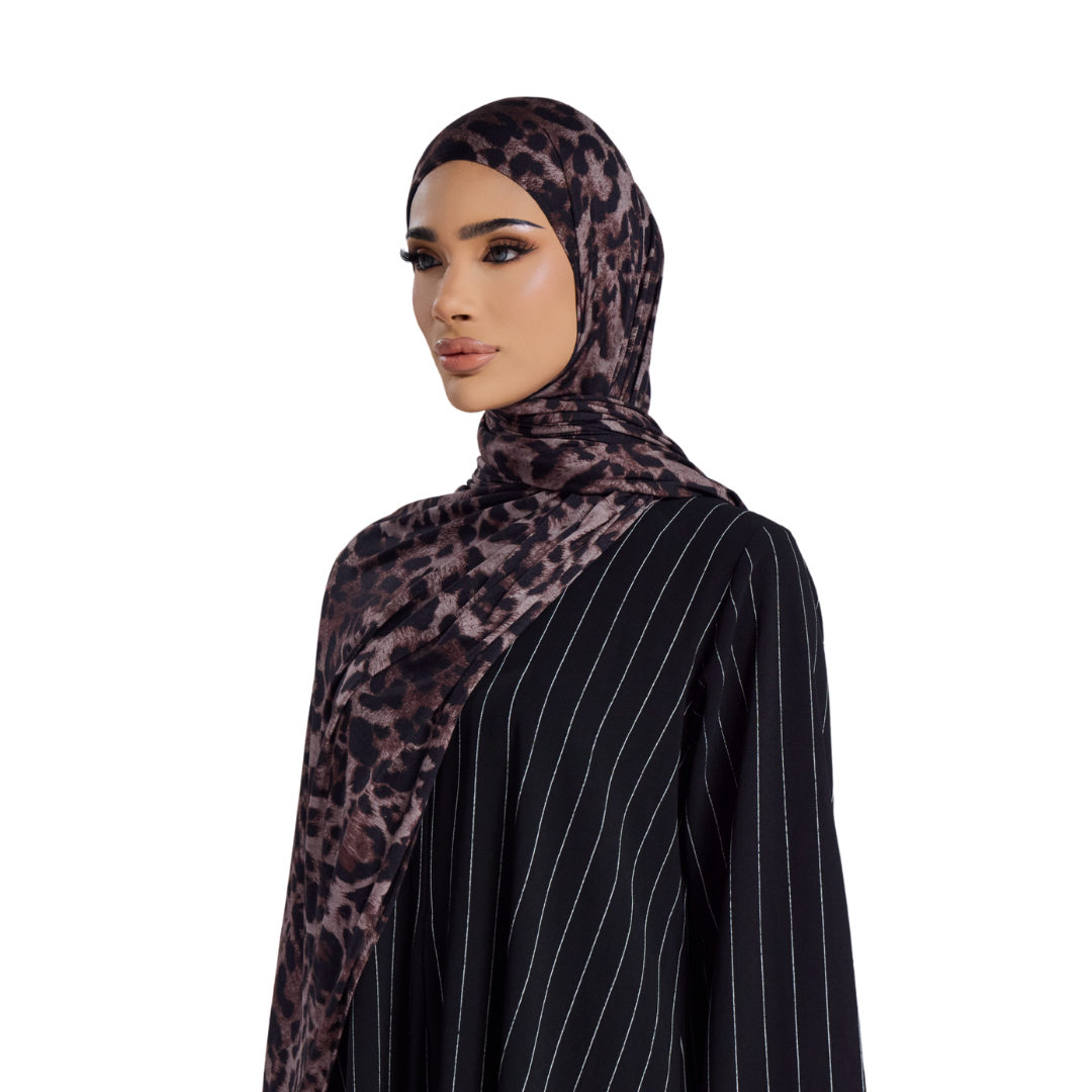 Noir Leopard Jersey Hijab