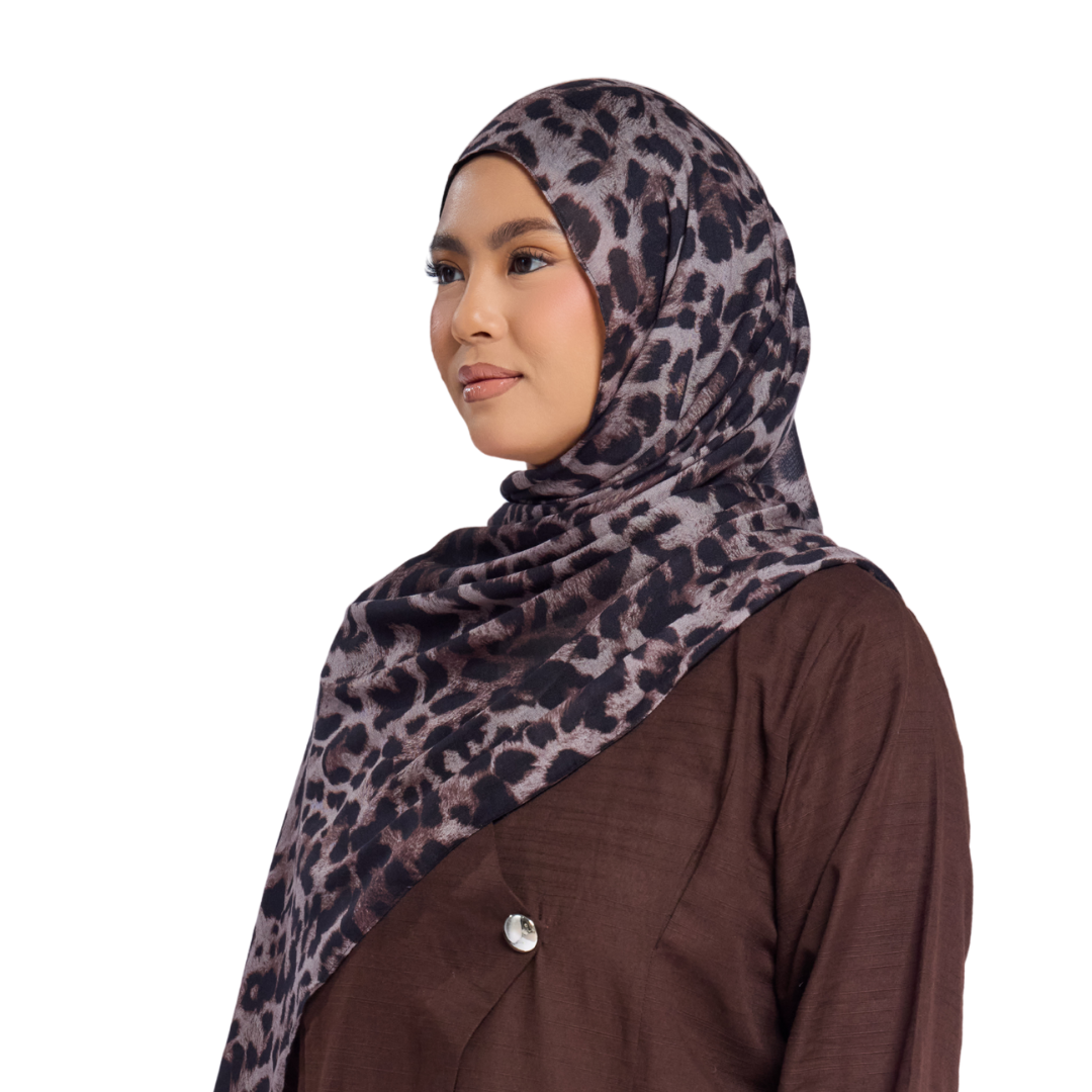 Noir Leopard Modal Hijab