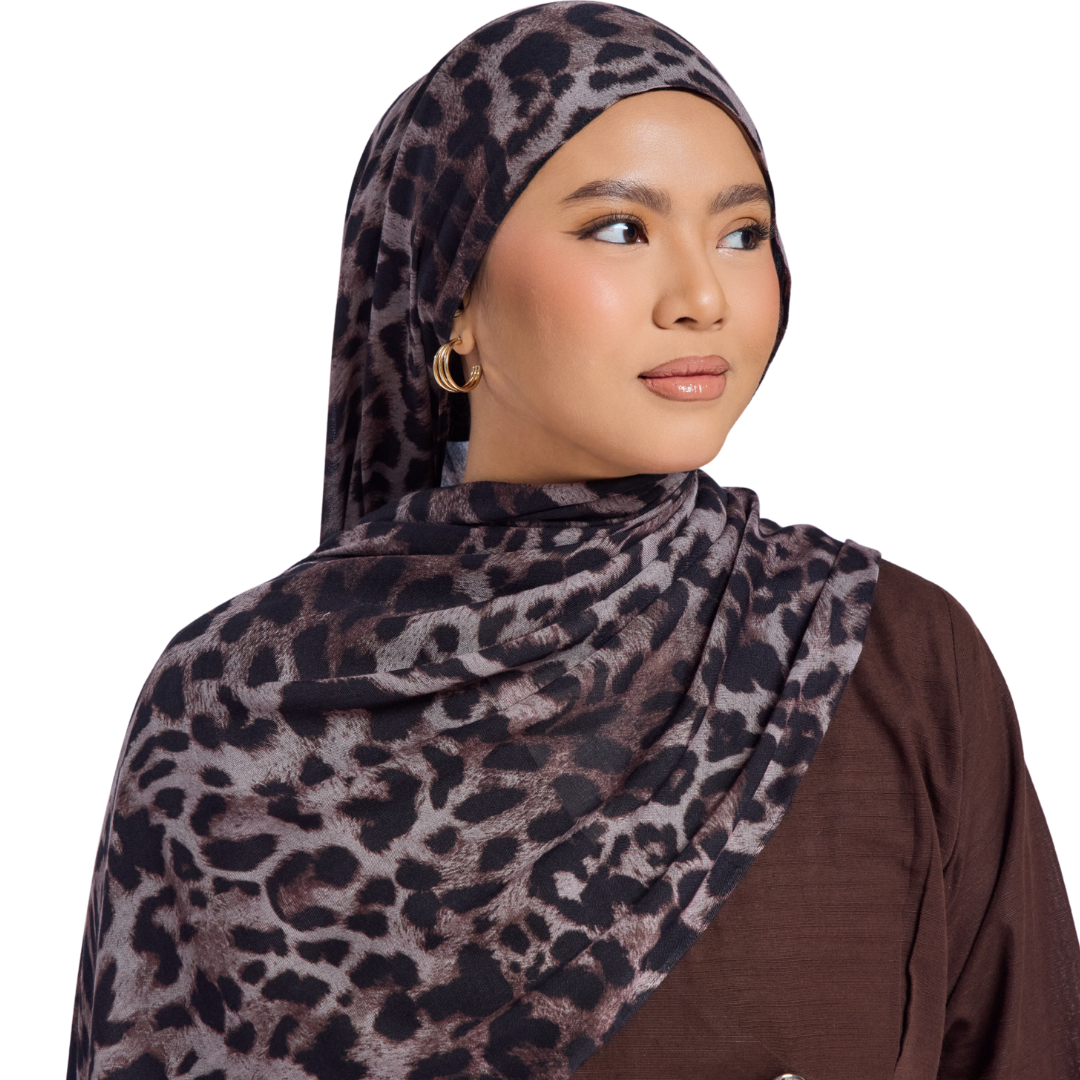 Noir Leopard Modal Hijab