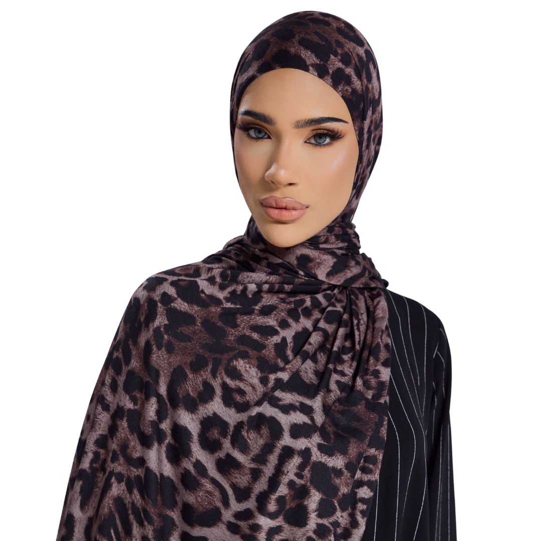 Noir Leopard Jersey Hijab