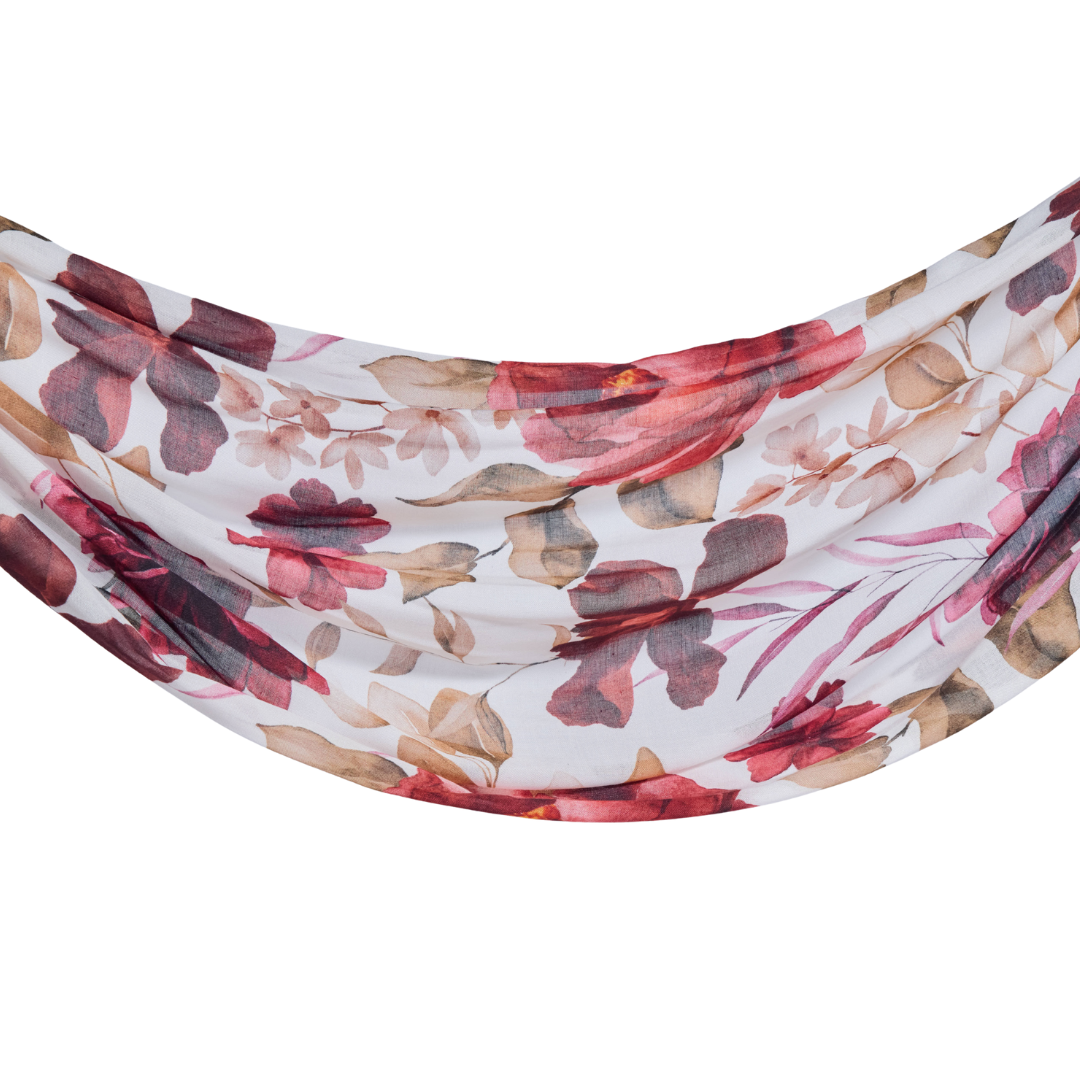 Crimson Floral Modal Hijab