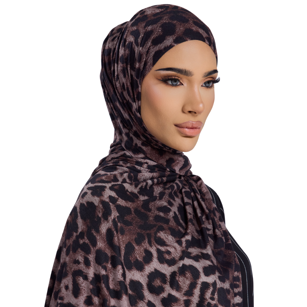 Noir Leopard Jersey Hijab