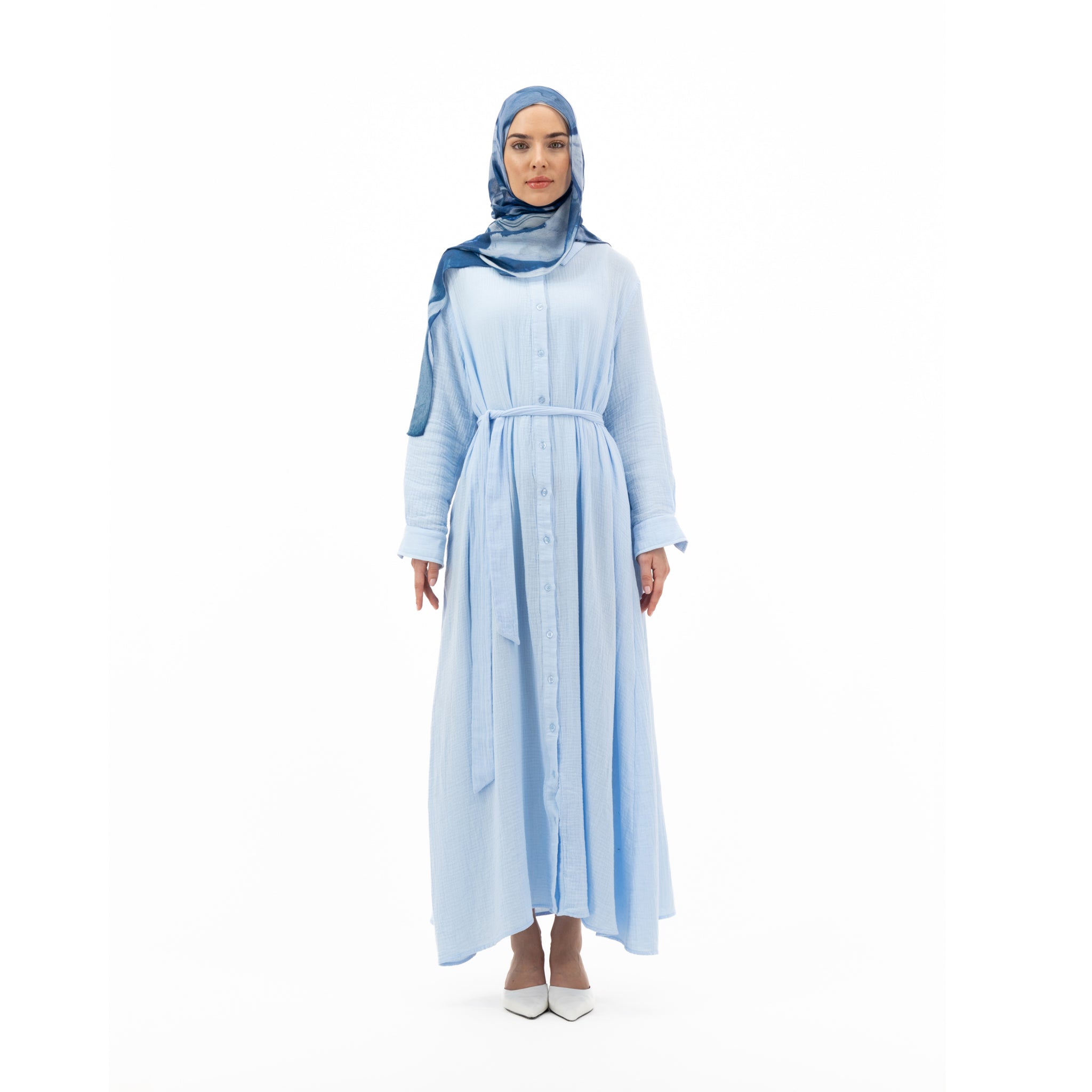 Cotton Maxi Dress - Pastel Blue