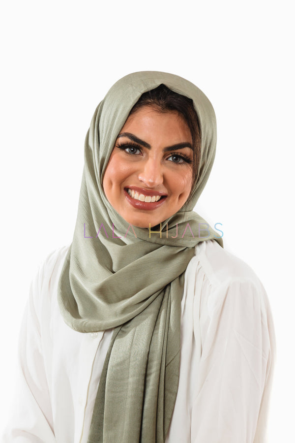 Enchanted Satin Sage Hijab Crinkle Hijabs