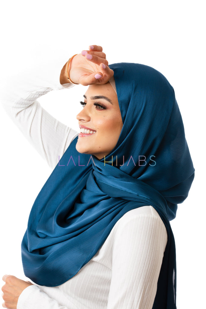 Enchanted Pacific Satin Hijab Crinkle Hijabs