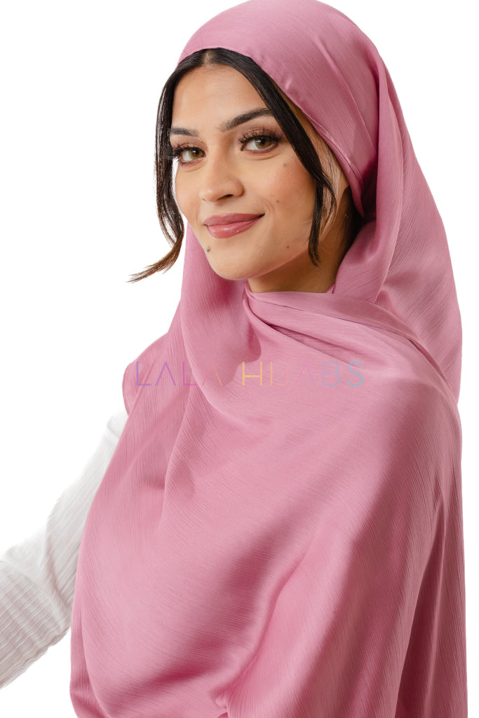 Enchanted Plumeria Satin Hijab Crinkle Hijabs