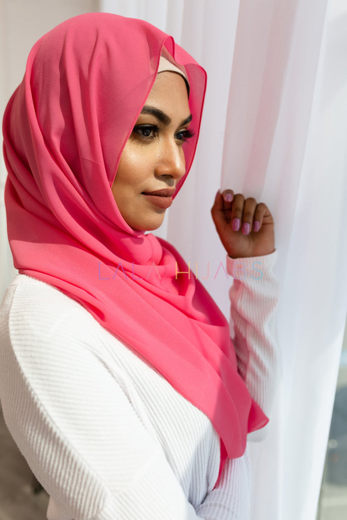 Coral Pink Chiffon Hijab